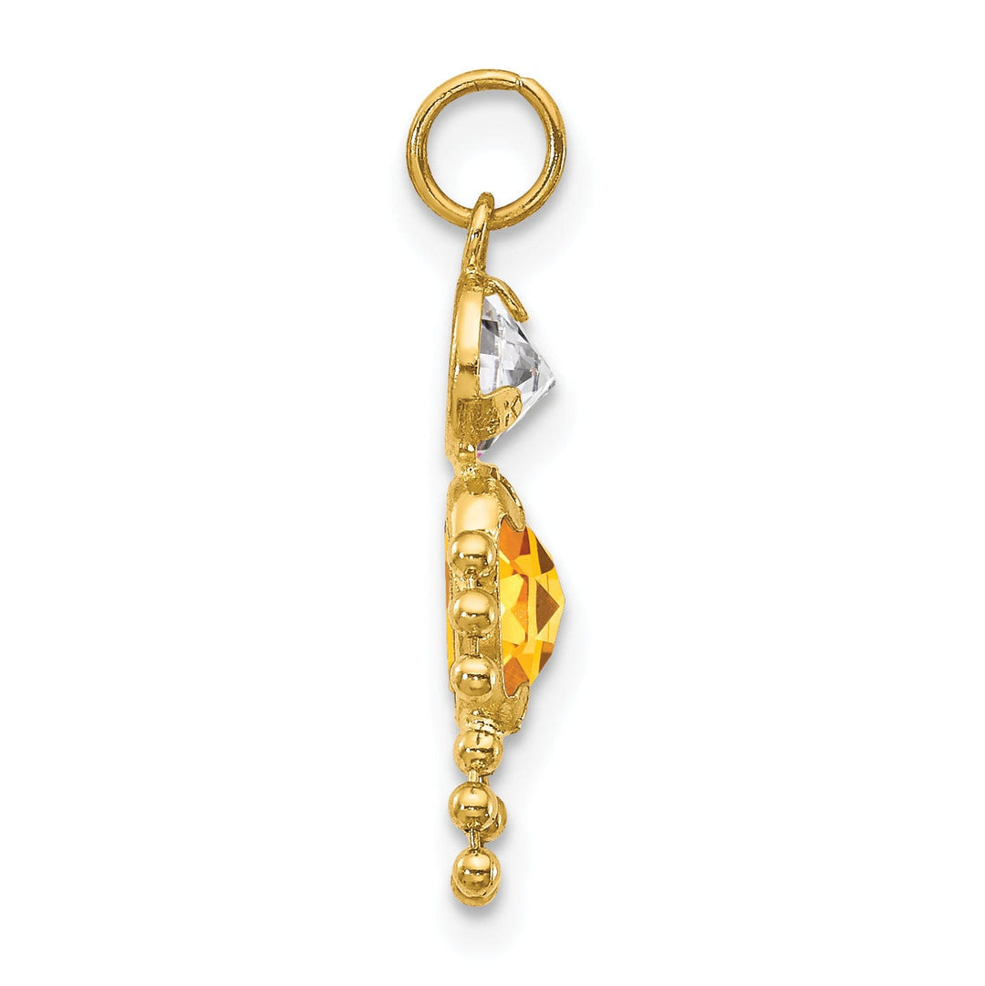 14k Yellow Gold November Boy Gemstone Charm