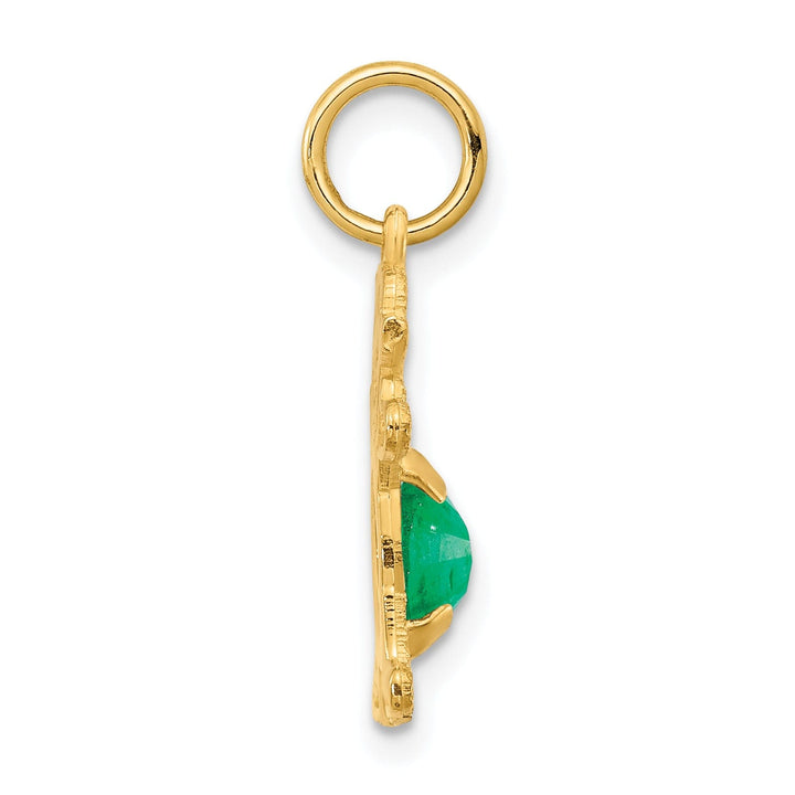 14k Yellow Gold Girl Oval Genuine Emerald