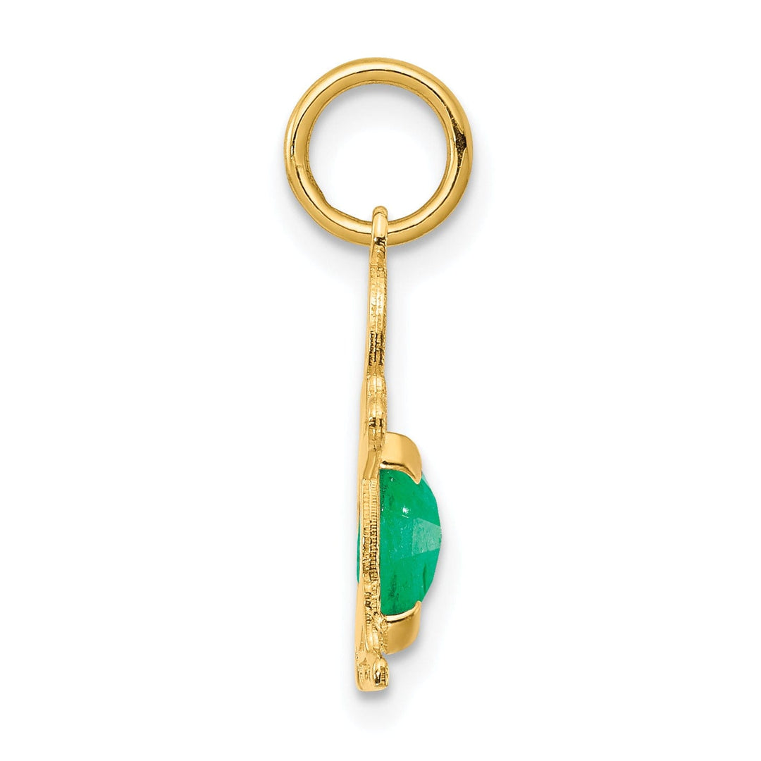 14k Yellow Gold Boy Oval Genuine Emerald