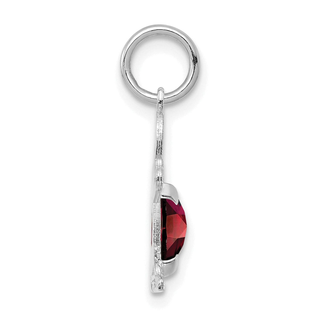 14k White Gold Boy Oval Genuine Garnet