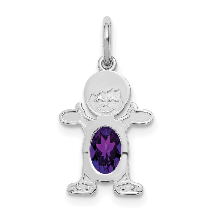 14k White Gold Boy Oval Genuine Amethyst