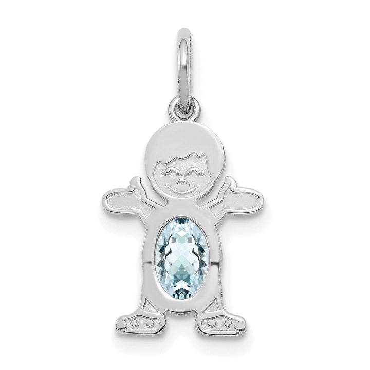 14k White Gold Boy Oval Genuine Aquamarine