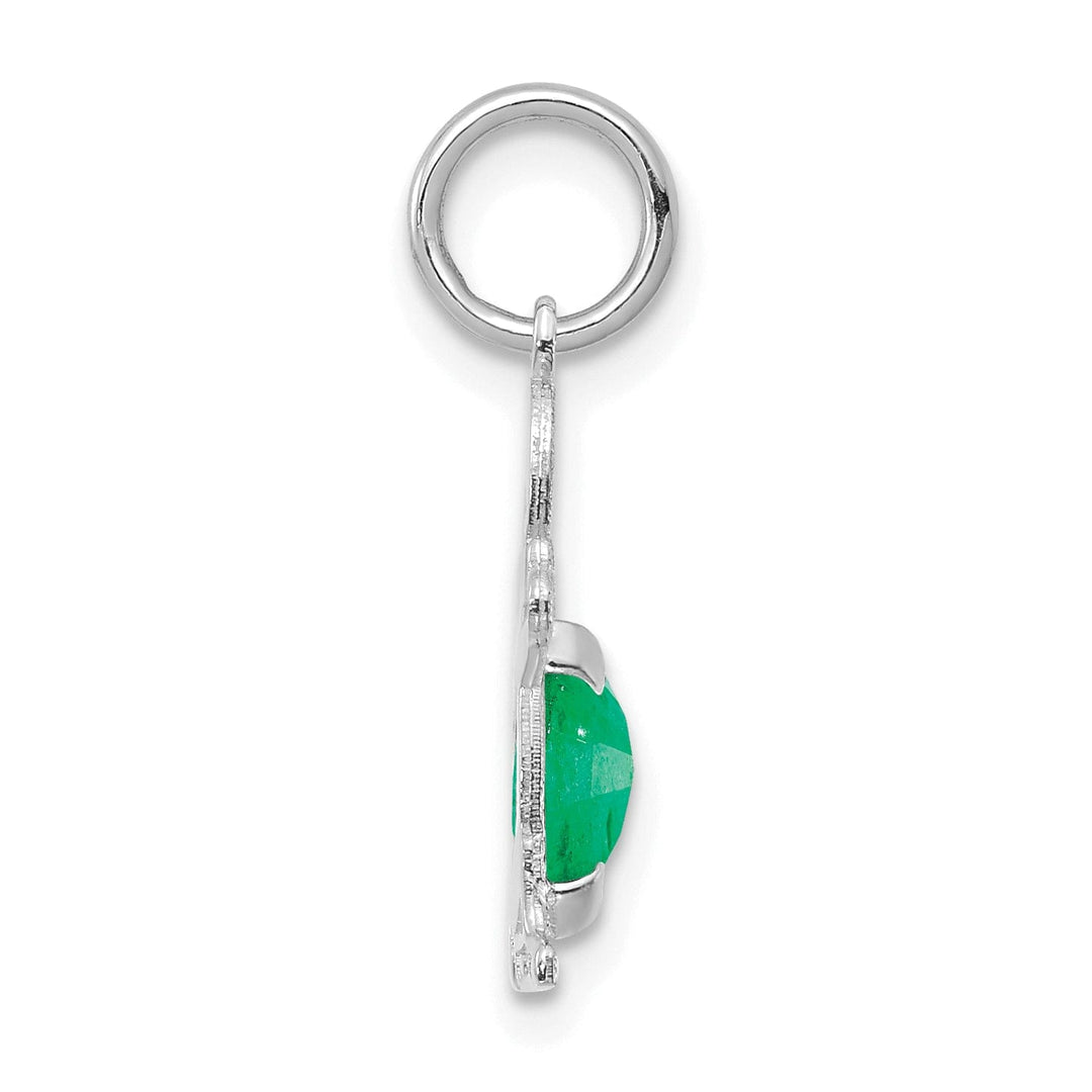 14k White Gold Boy Oval Genuine Emerald