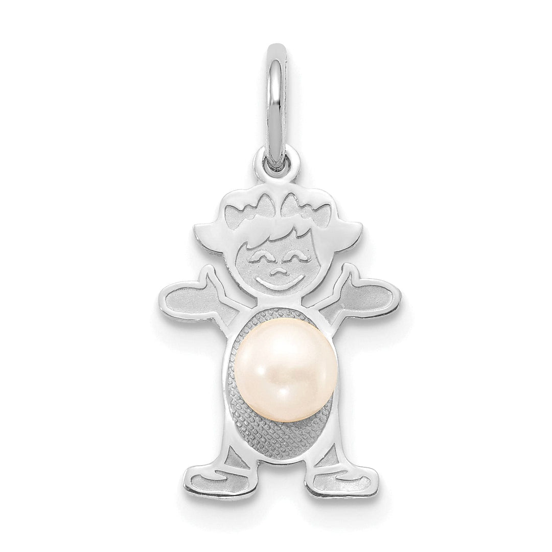 14k White Gold Girl Oval Cultured Pearl
