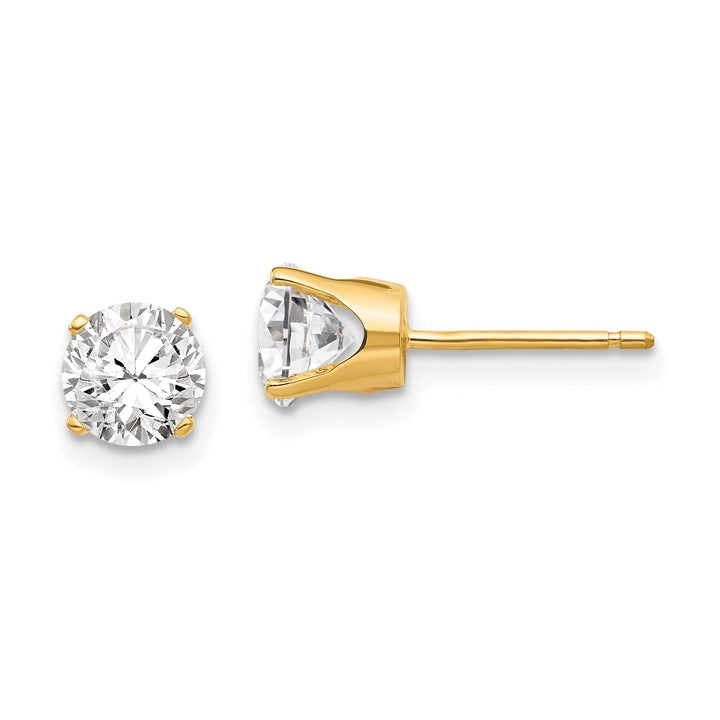 14k Yellow Gold Cubic Zirconia Stud Earrings