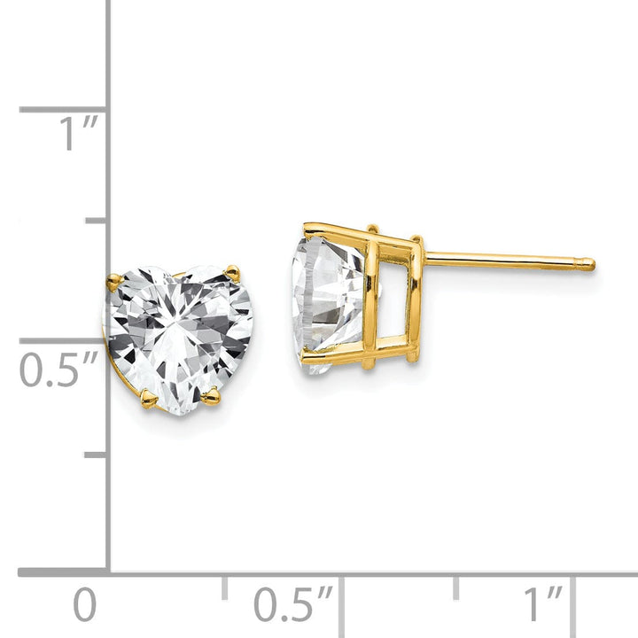 14k Yellow Gold Heart Cubic Zirconia Earring