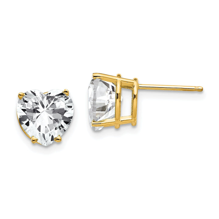 14k Yellow Gold Heart Cubic Zirconia Earring