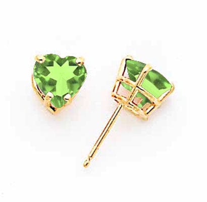 14k Yellow Gold Heart Peridot Earring