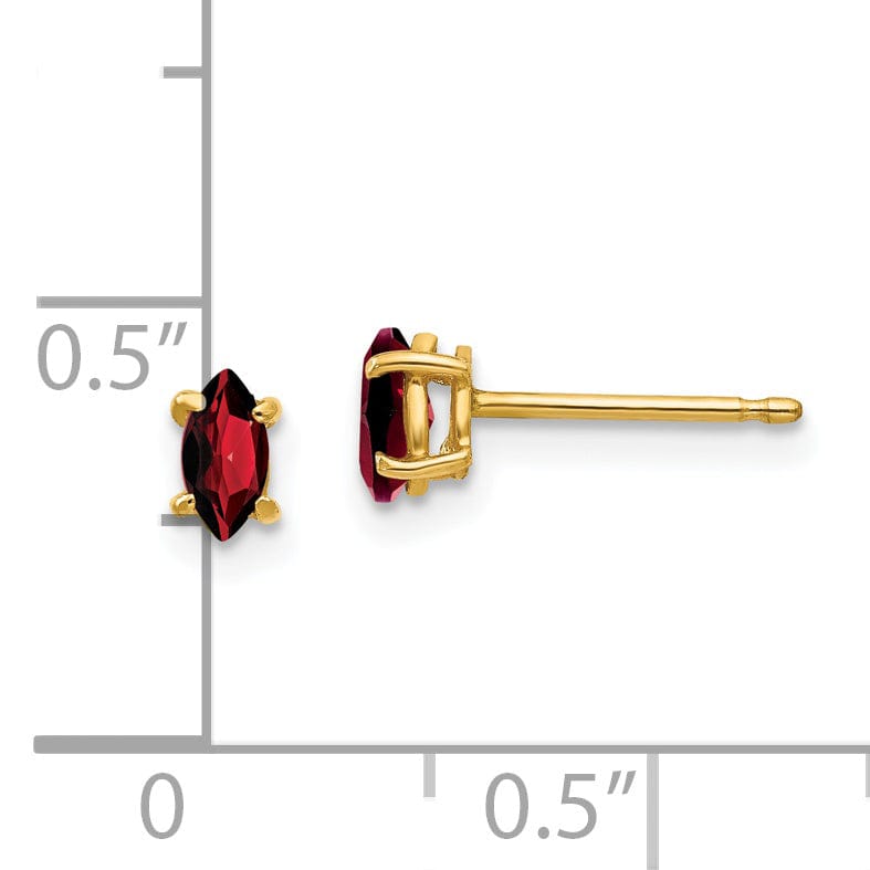 14k Yellow Gold Marquise Garnet Earring