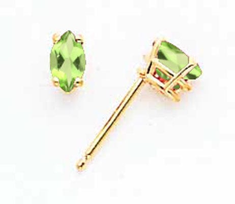 14k Yellow Gold Marquise Peridot Earring