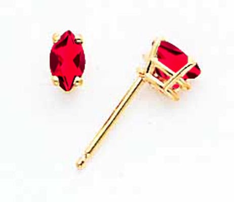 14k Yellow Gold Marquise Ruby Earring