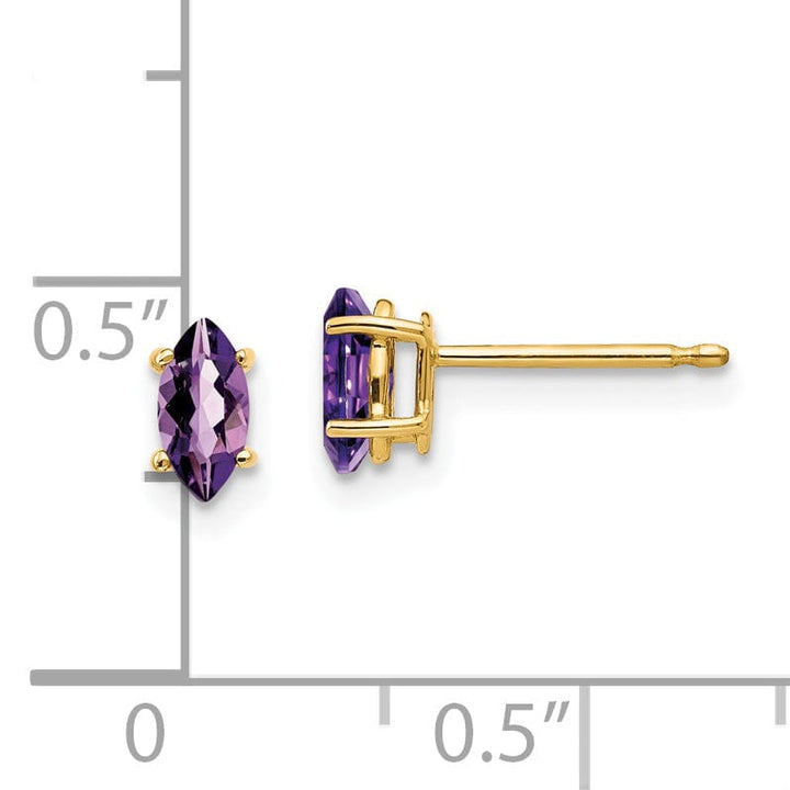 14k Yellow Gold Marquise Amethyst Earring