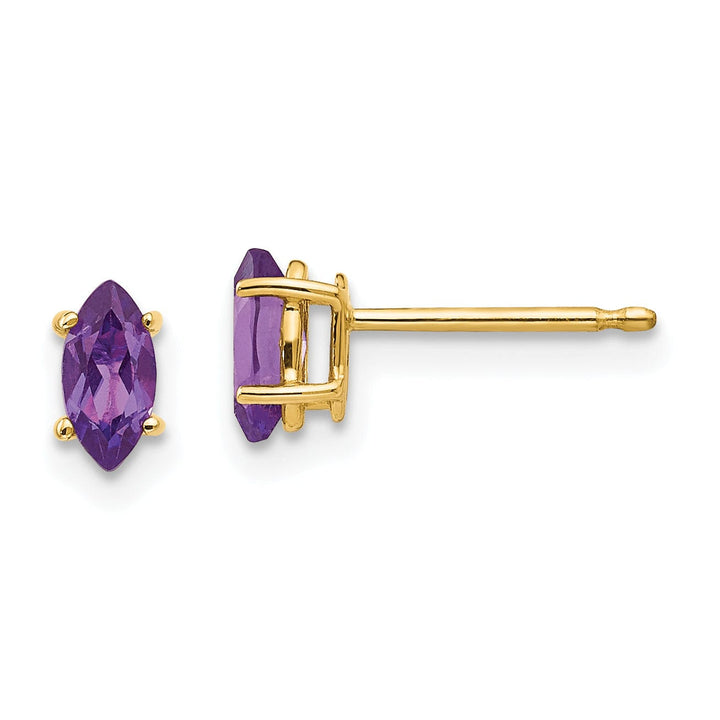 14k Yellow Gold Marquise Amethyst Earring