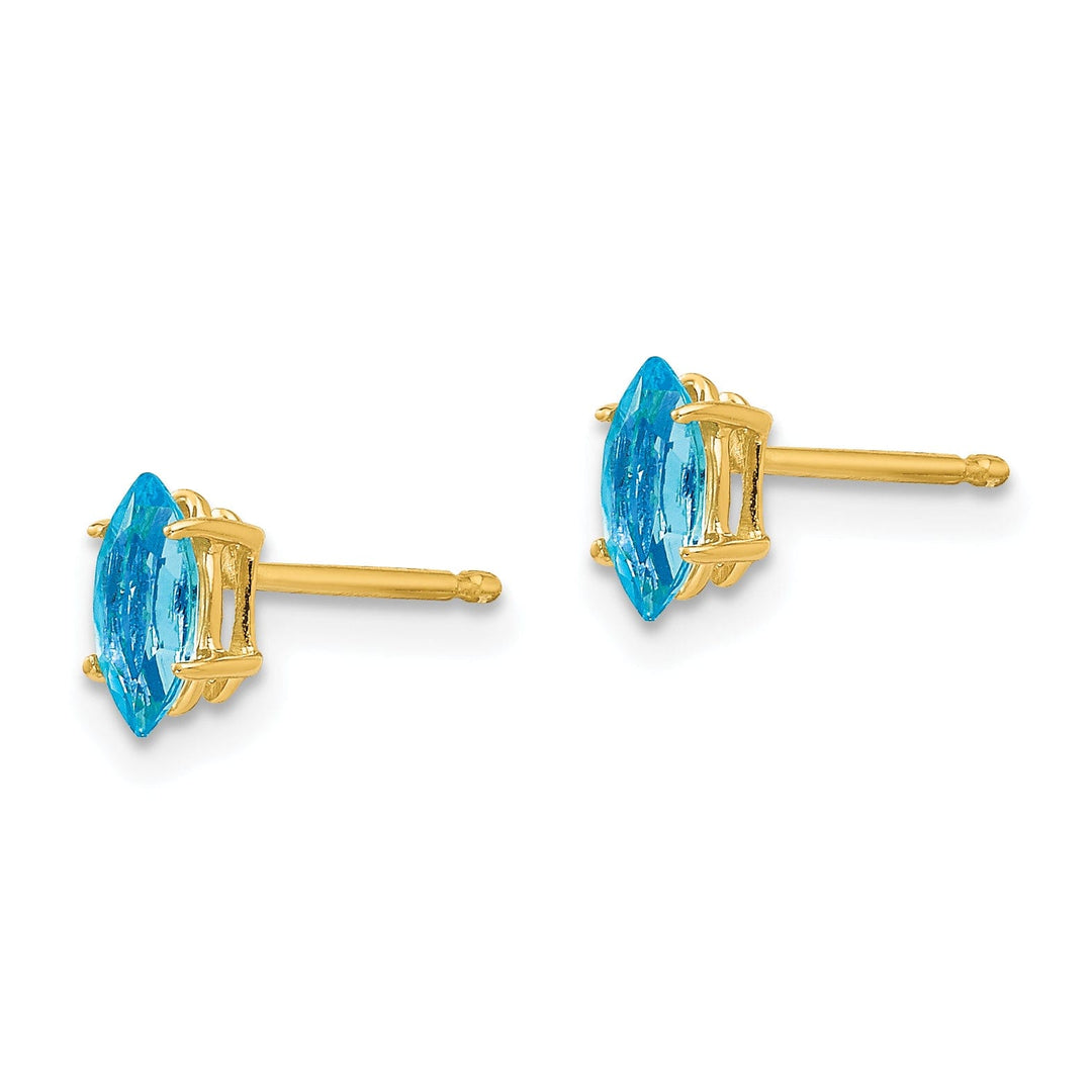 14k Yellow Gold Marquise Blue Topaz Earring