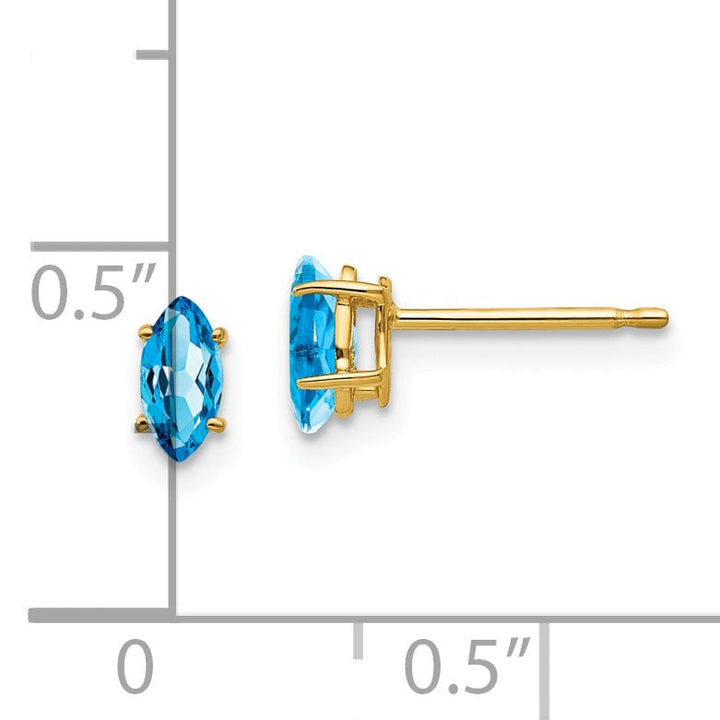 14k Yellow Gold Marquise Blue Topaz Earring