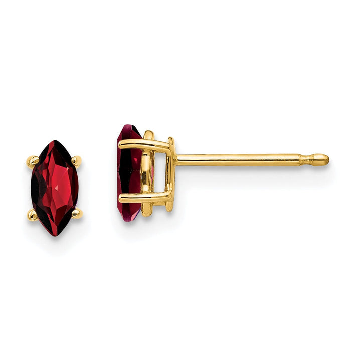 14k Yellow Gold Marquise Garnet Earring