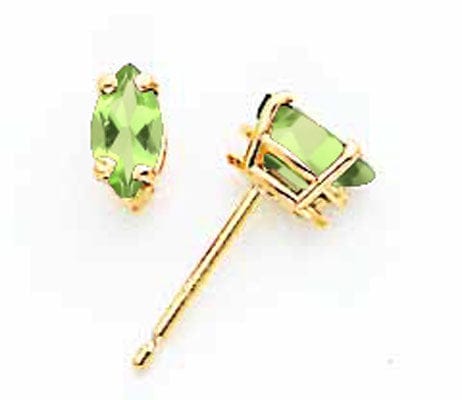 14k Yellow Gold Marquise Peridot Earring