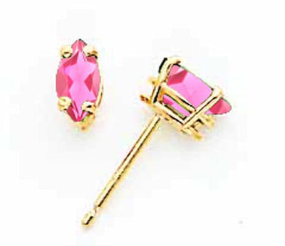 14k Yellow Gold Marquise Pink Tourmaline Earring