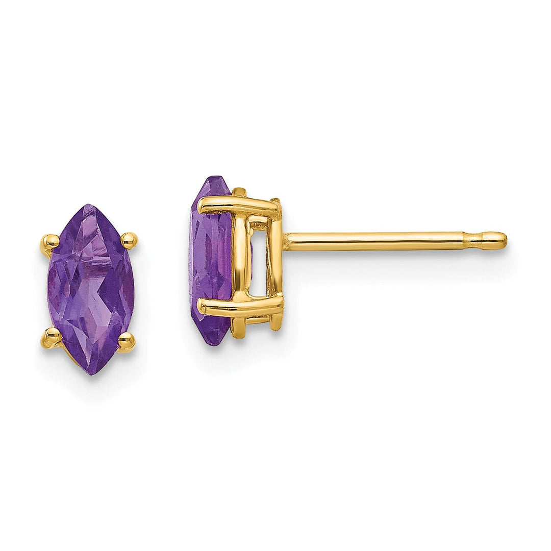 14k Yellow Gold Marquise Amethyst Earring