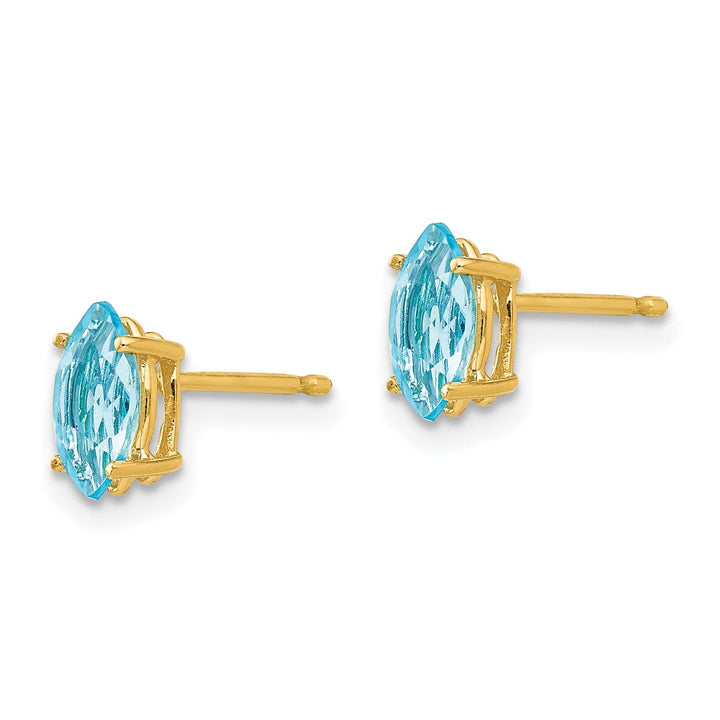 14k Yellow Gold Marquise Blue Topaz Earring