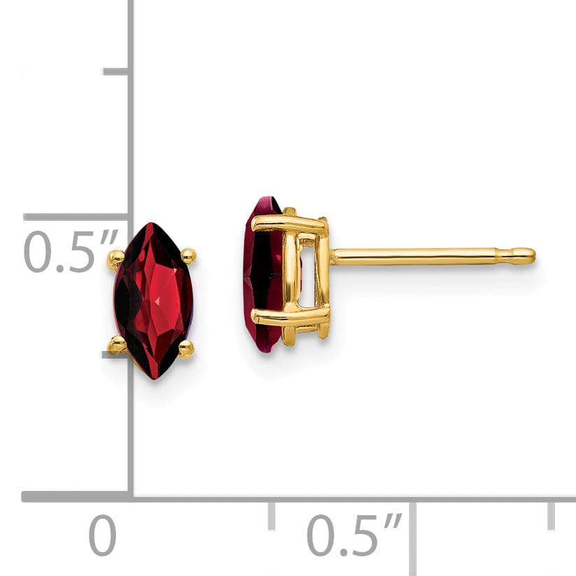 14k Yellow Gold Marquise Garnet Earring