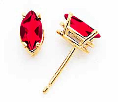 14k Yellow Gold Marquise Ruby Earring