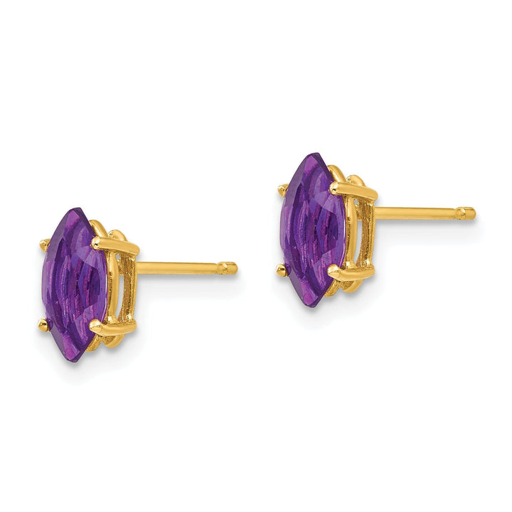 14k Yellow Gold Marquise Amethyst Earring