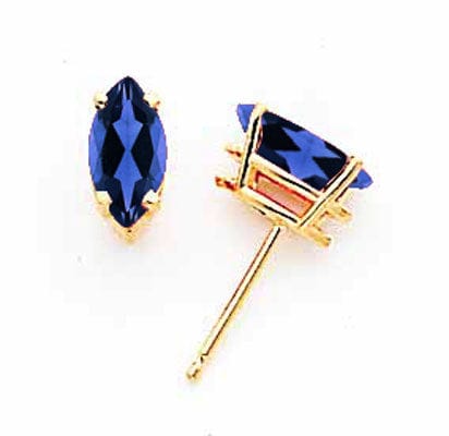 14k Yellow Gold Marquise Sapphire Earring