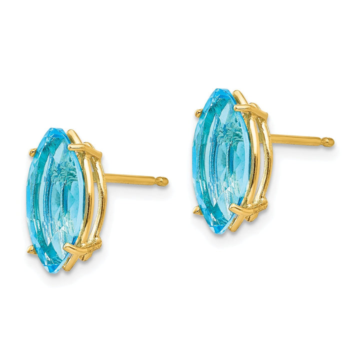 14k Yellow Gold Blue Topaz Marquise Earring