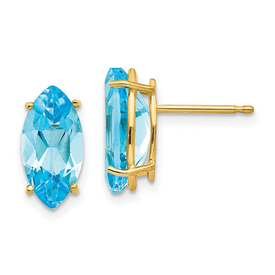 14k Yellow Gold Blue Topaz Marquise Earring