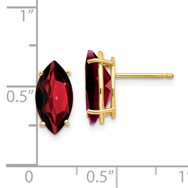 14k Yellow Gold Garnet Diamond Marquise Earring