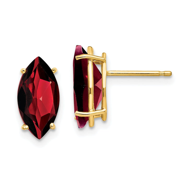 14k Yellow Gold Garnet Diamond Marquise Earring