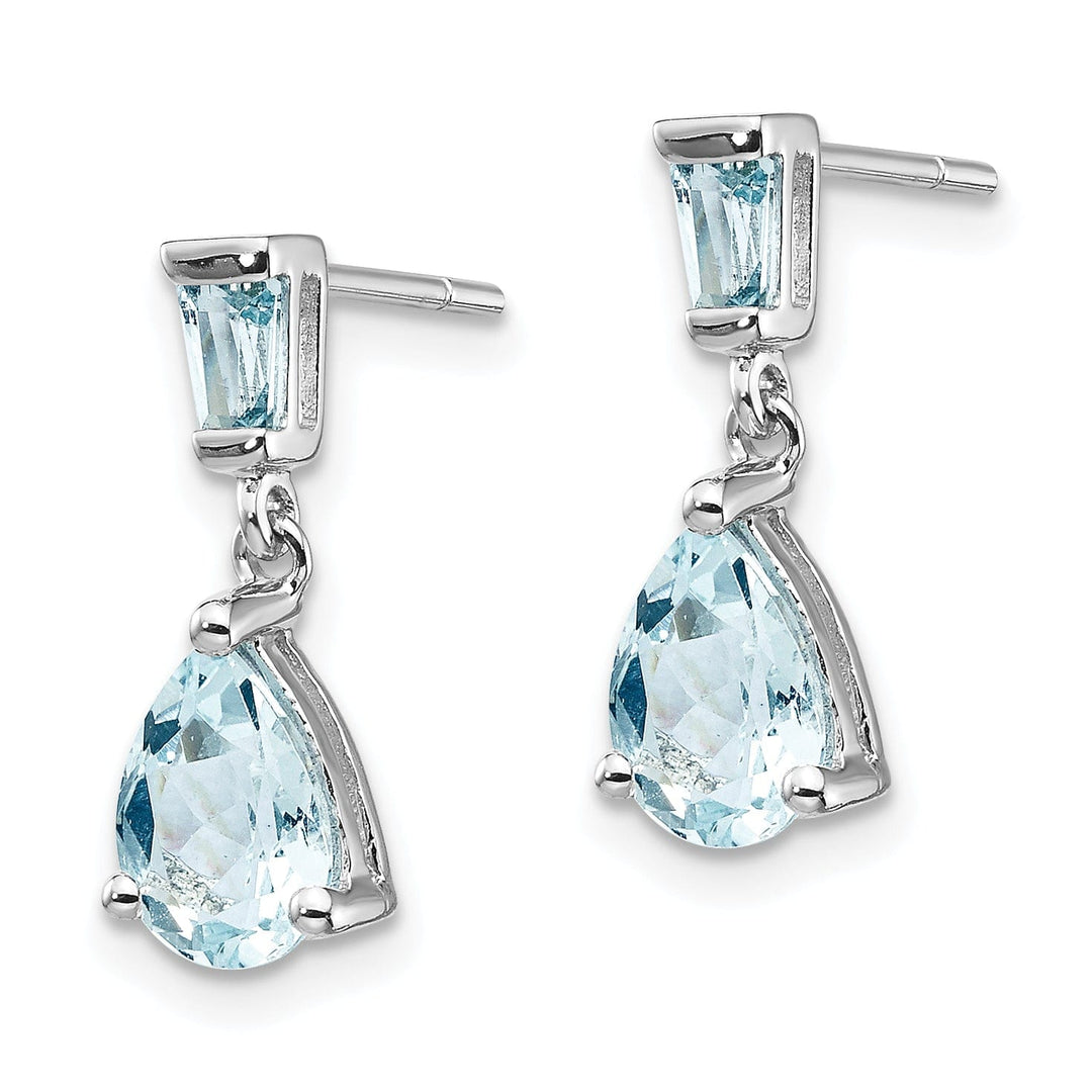 14k White Gold Aquamarine Dangle Earrings