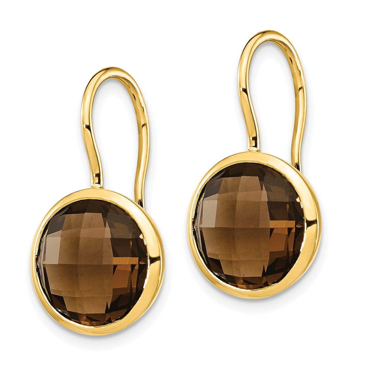 14k Yellow Gold Smokey Quartz Earrings