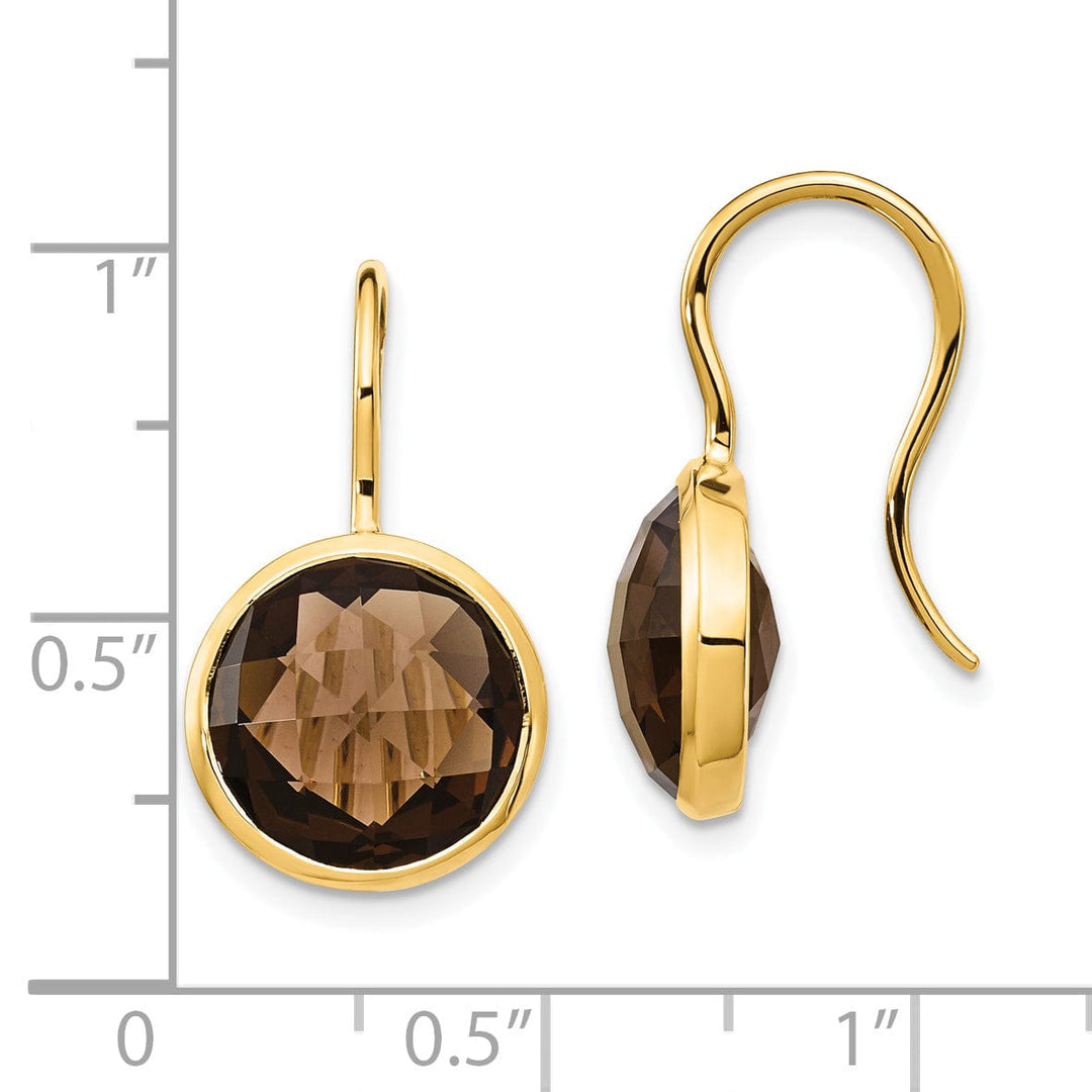 14k Yellow Gold Smokey Quartz Earrings