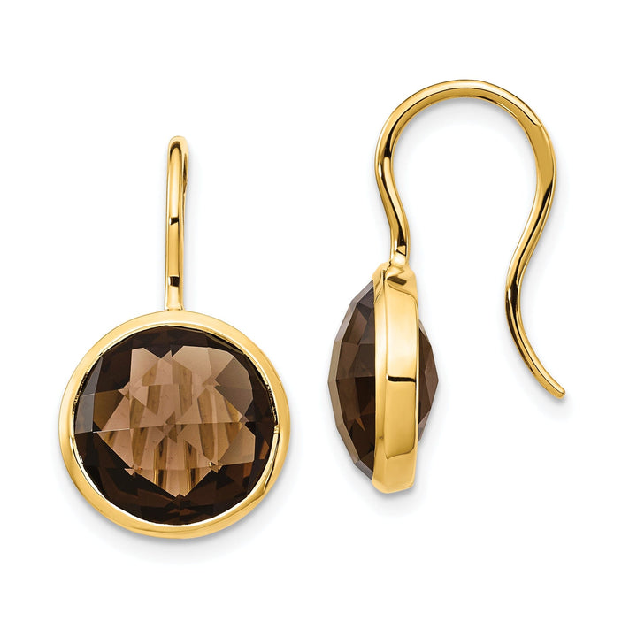 14k Yellow Gold Smokey Quartz Earrings