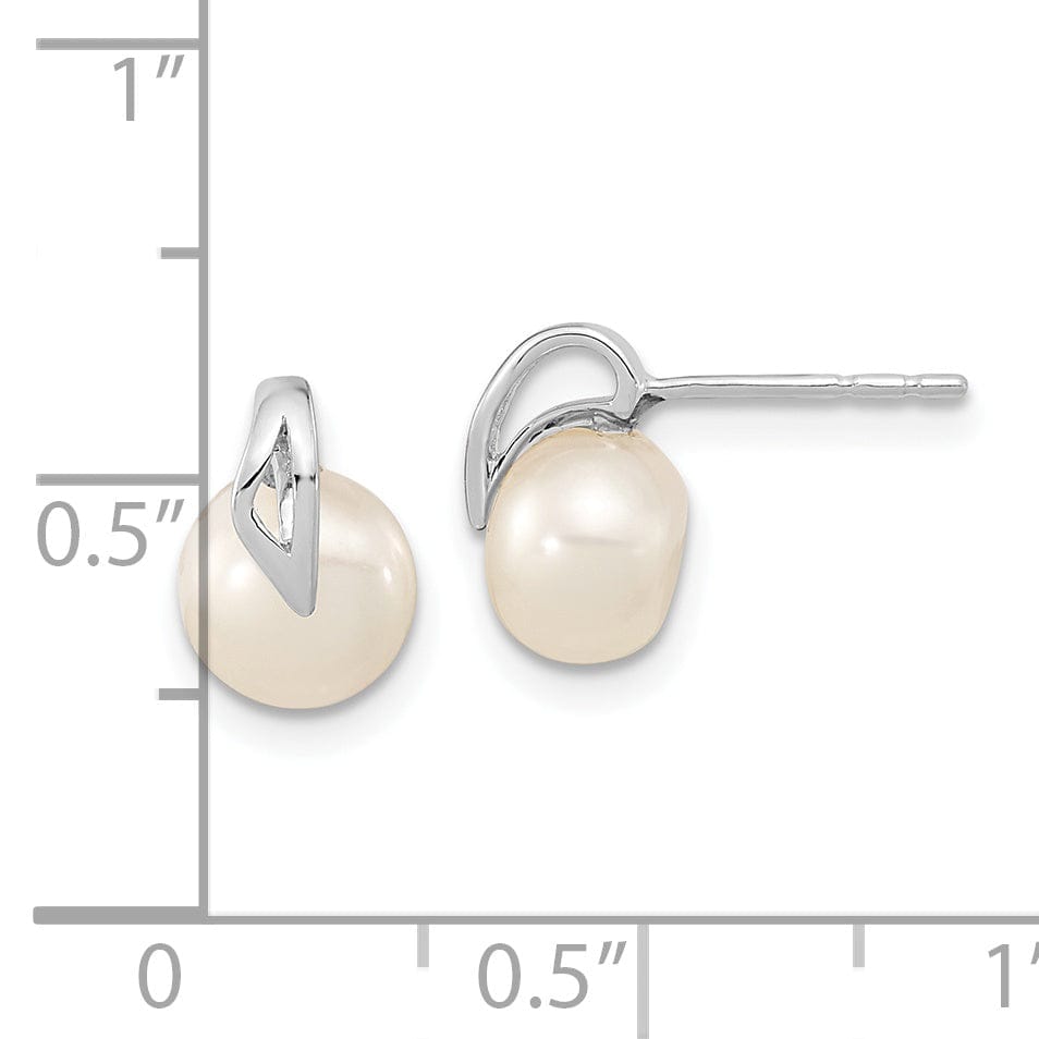 14k White Gold Cultured Pearl Post Earrings