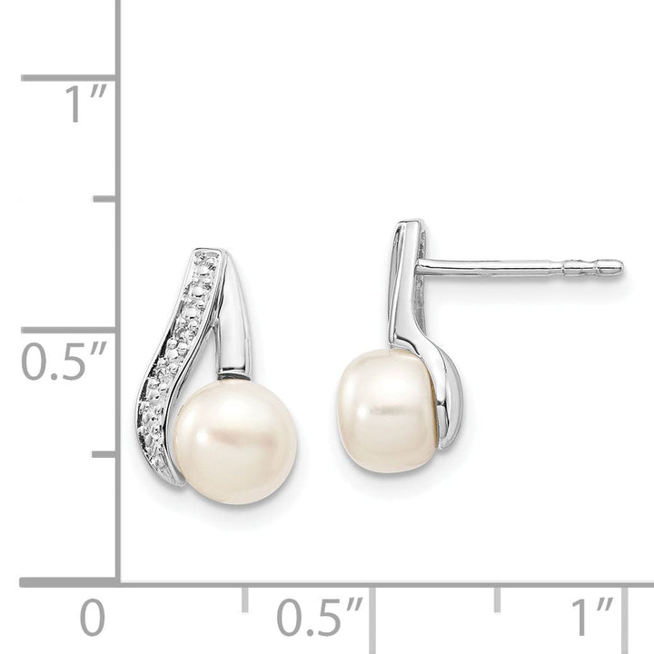14k White Gold Cultured Pearl Diamond Earrings