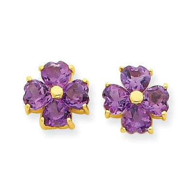 14k Yellow Gold Amethyst Flower Post Earrings at $ 217.02 only from Jewelryshopping.com