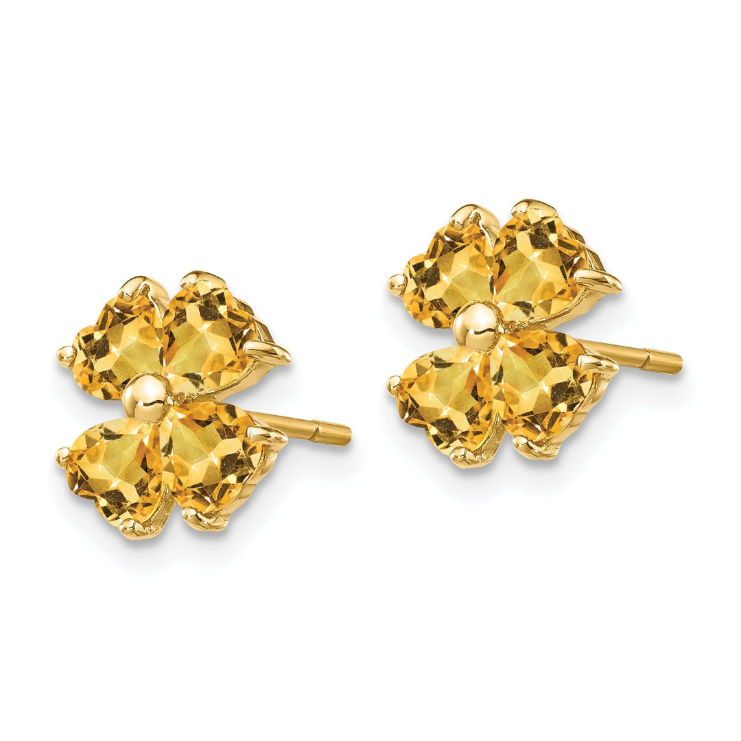 14k Yellow Gold Citrine Flower Post Earrings