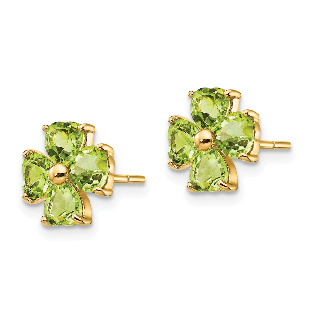 14k Yellow Gold Peridot Flower Post Earrings