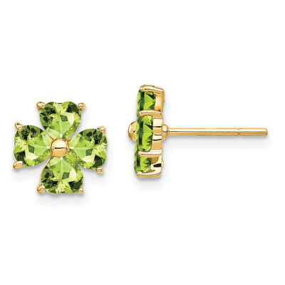 14k Yellow Gold Peridot Flower Post Earrings at $ 181.03 only from Jewelryshopping.com