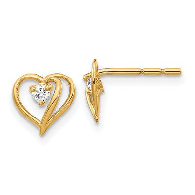 14k Yellow Gold Polished Diamond Heart Earrings at $ 194.17 only from Jewelryshopping.com