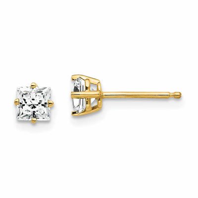 14 Yellow Gold Princess Cut Cubic Zirconia Earring at $ 99.82 only from Jewelryshopping.com