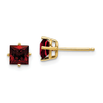 14k Yellow Gold 5MM Princess Cut Garnet Earring at $ 149.07 only from Jewelryshopping.com