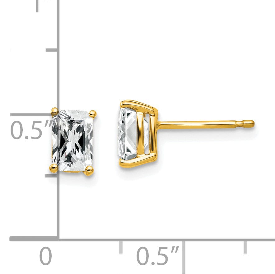 14k Yellow Gold Emerald Cut Cubic Zirconia Earring