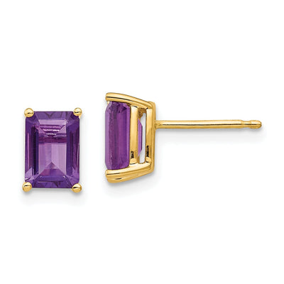 14k Yellow Gold Emerald Cut Amethyst Earring at $ 167.11 only from Jewelryshopping.com