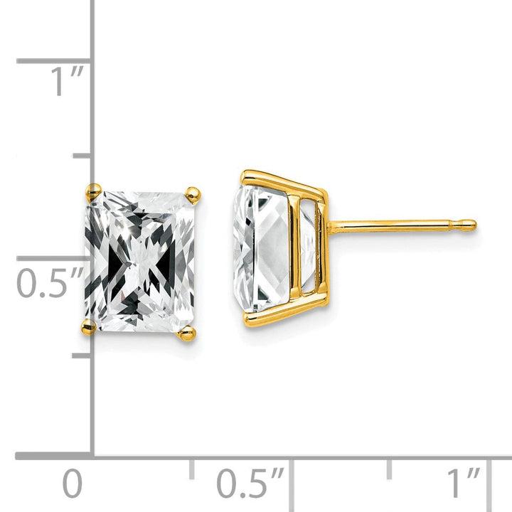 14k Yellow Gold Emerald Cut Cubic Zirconia Earring