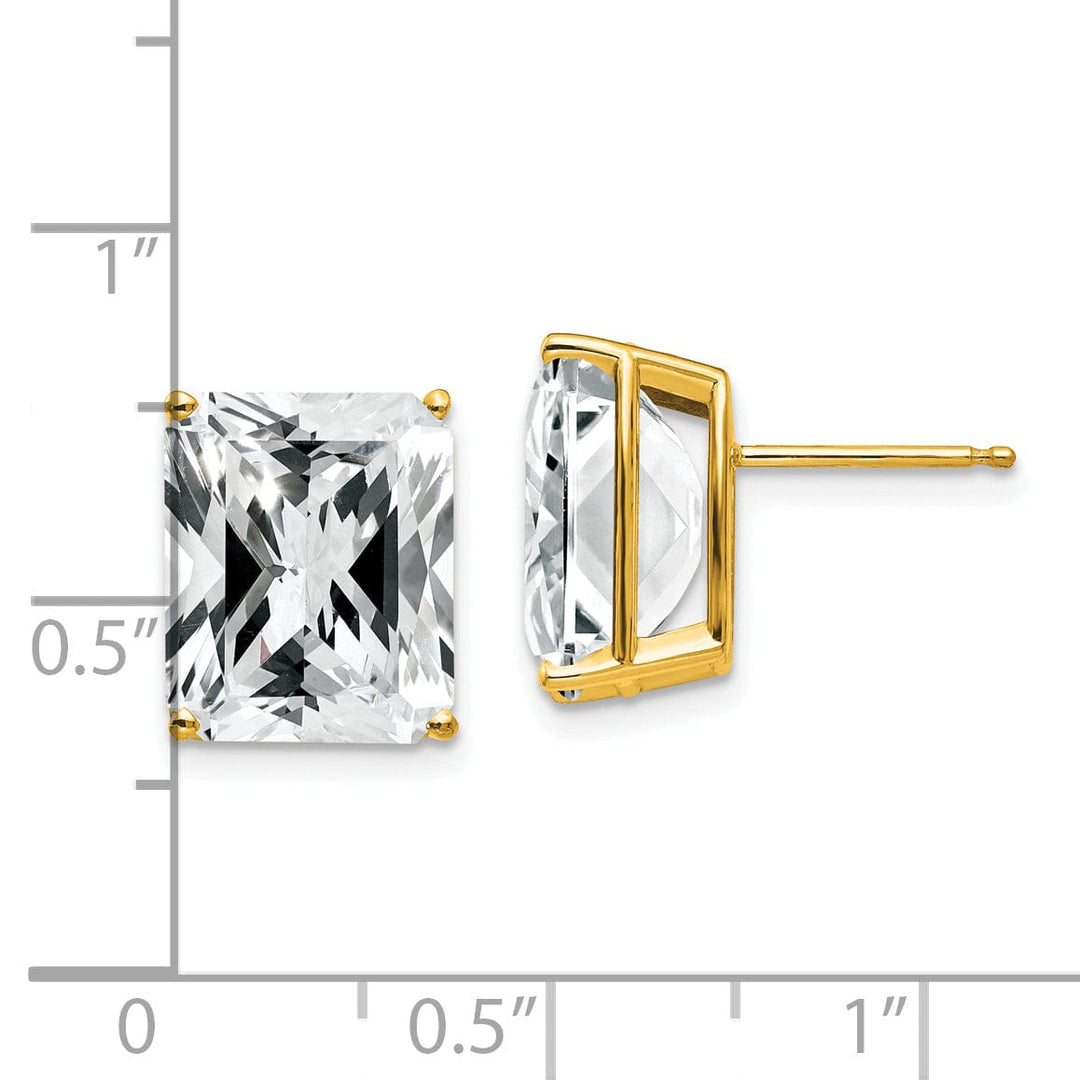 14k Yellow Gold Emerald Cut Cubic Zirconia Earring