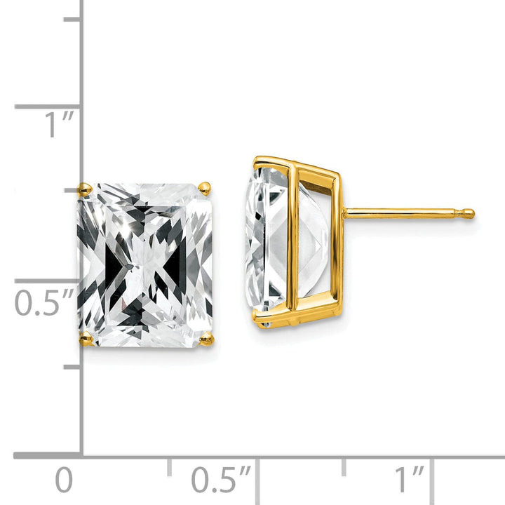 14k Yellow Gold Emerald Cut Cubic Zirconia Earring